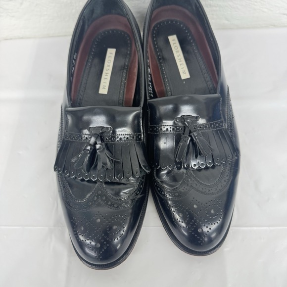 FLORSHEIM 20533 Black Leather Wingtip Loafers Tassel Kiltie Shoes 11.5 D - Picture 5 of 7